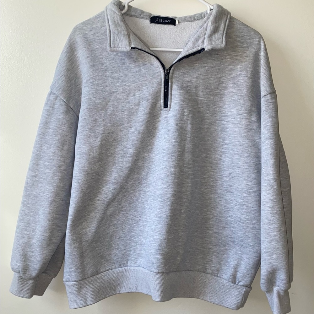 AUTOMET Womens Oversized Sweatshirts Hoodies Half Quarter Zip Pullover. Large!